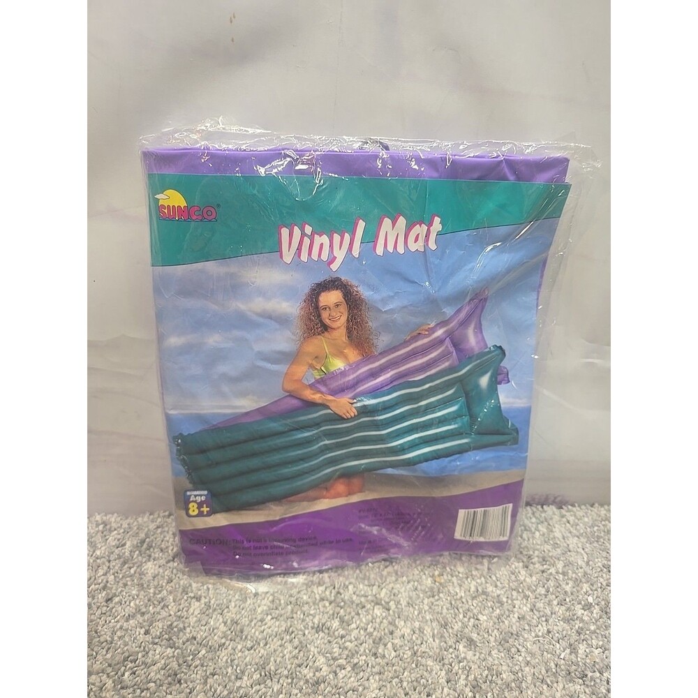 Vintage Sunco Vinyl Air Mat Pool Float Mattress Purple 1996  72" x 27"